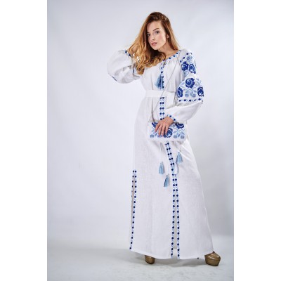 Embroidered Boho Maxi Dress "Charm 3" White